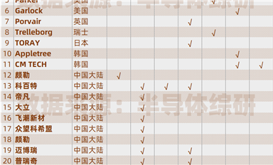 全球半導(dǎo)體用濾芯、密封材料供應(yīng)商列表（最新版）